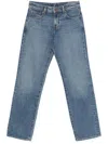 7 For All Mankind Light Wash Straight-leg Jeans With Classic Five-pocket Design In Blue