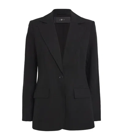 7 For All Mankind Linen-blend Oversized Blazer In Black