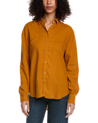 7 For All Mankind Linen-blend Easy Shirt In Brown