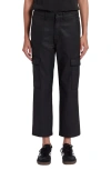 7 For All Mankind Logan Coated Cropped Cargo Jeans In Coated Blk