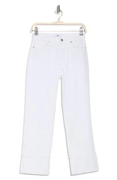 7 For All Mankind Logan Fray Cuff Stovepipe Jeans In Snow White