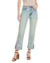 7 For All Mankind Logan Cuffed Raw Hem High Waist Ankle Straight Leg Jeans In Multi
