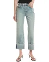 7 For All Mankind Logan Cuffed Raw Hem High Waist Ankle Straight Leg Jeans