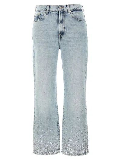 7 For All Mankind X Chiara Biasi Arctic Mid-rise Straight Jeans In Blue