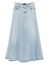 7 For All Mankind Logo-patch Denim Maxi Skirt In Blue