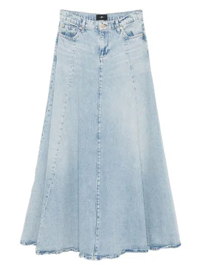 7 FOR ALL MANKIND LOGO-PATCH DENIM MAXI SKIRT