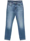 7 For All Mankind Light Wash Relaxed Skinny Jeans With Rolled Cuffs In Blue