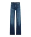 7 For All Mankind Womens Gran Canyon Modern Dojo Flared-leg High-rise Denim-blend Jeans In Blue