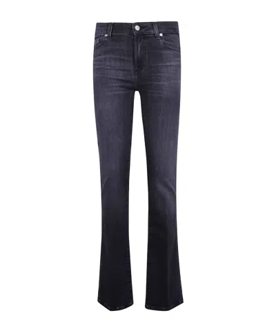 7 For All Mankind Logo Stretch Denim Pants In Black