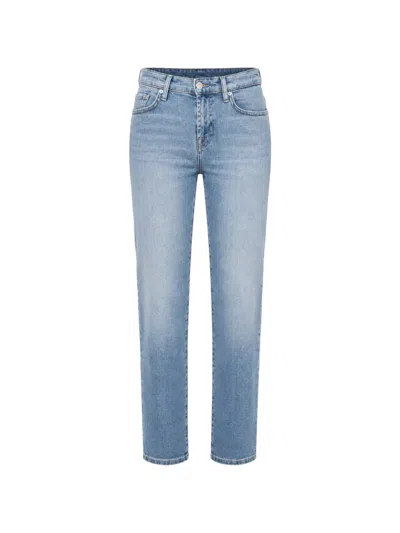 7 For All Mankind Logo-patch Straight-leg Jeans In Blue