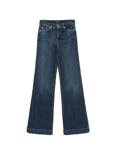 7 For All Mankind Logo-patch Wide-leg Jeans In Blue