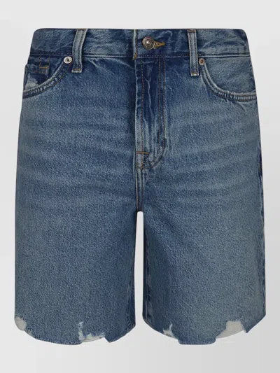 7 For All Mankind Lola Cotton Shorts Mid Rise Waist Tab