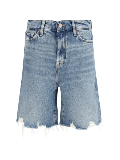 7 For All Mankind Lola Denim Shorts In Blue