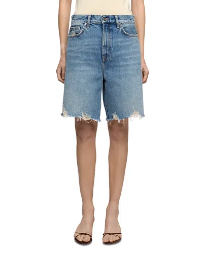 7 For All Mankind Lola Denim Shorts In Wave In Blue