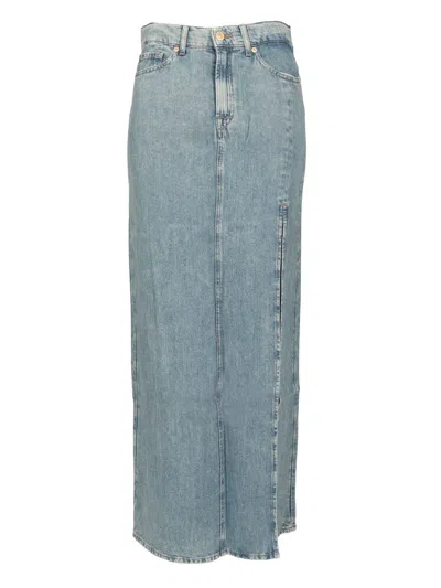 7 For All Mankind Long Maxi Skirt Skirts Light Blue