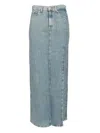 7 For All Mankind Long Skirt Arizona With High Slit In Light Blue