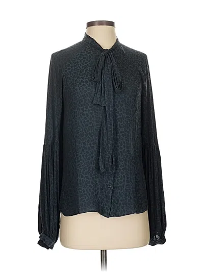 Pre-owned 7 For All Mankind Long Sleeve Blouse In Black