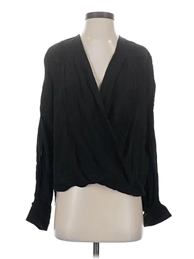 Pre-owned 7 For All Mankind Long Sleeve Blouse In Black