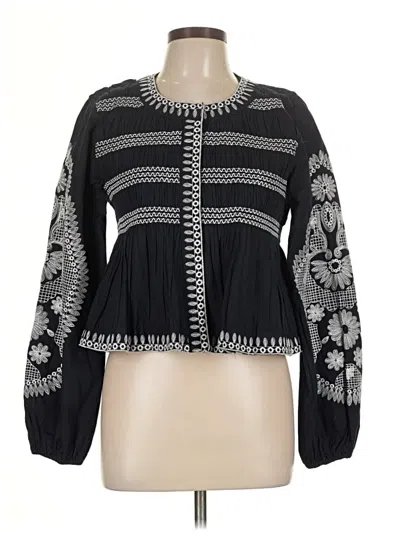 Pre-owned 7 For All Mankind Long Sleeve Blouse In Black