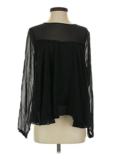 Pre-owned 7 For All Mankind Long Sleeve Blouse In Black