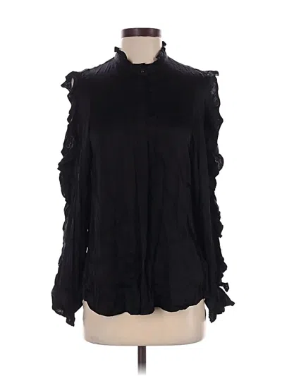 Pre-owned 7 For All Mankind Long Sleeve Blouse In Black