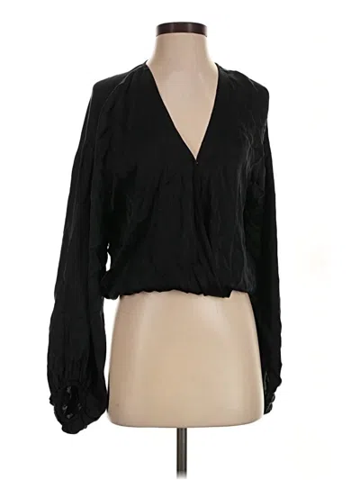 Pre-owned 7 For All Mankind Long Sleeve Blouse In Black