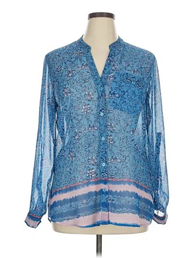 Pre-owned 7 For All Mankind Long Sleeve Blouse In Blue