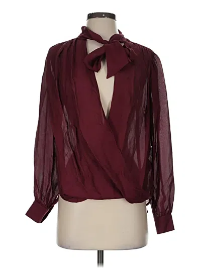 Pre-owned 7 For All Mankind Long Sleeve Blouse In Burgundy