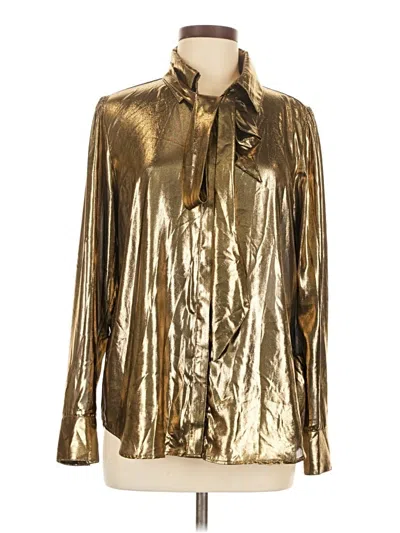 Pre-owned 7 For All Mankind Long Sleeve Blouse In Gold