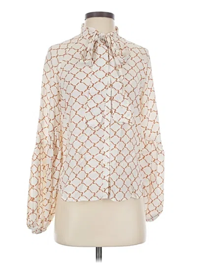 Pre-owned 7 For All Mankind Long Sleeve Blouse In Ivory