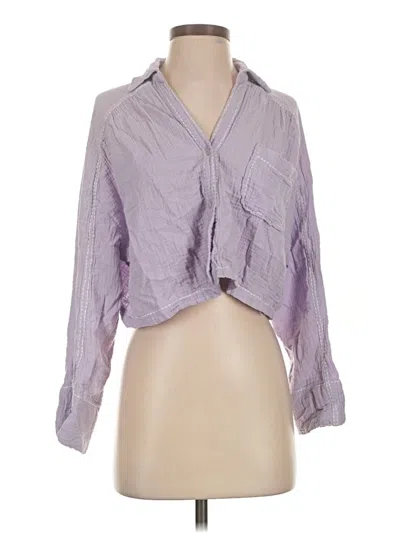 Pre-owned 7 For All Mankind Long Sleeve Blouse In Purple