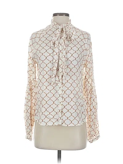 Pre-owned 7 For All Mankind Long Sleeve Blouse In White