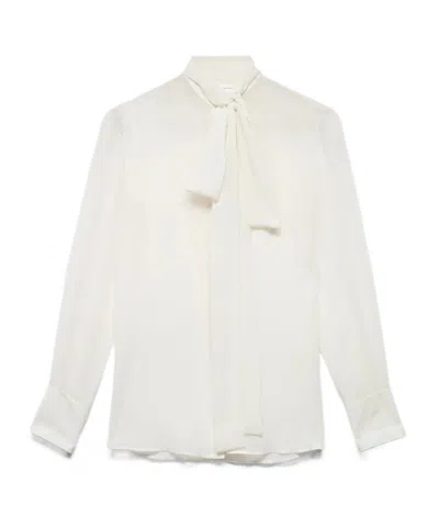 7 For All Mankind Long Sleeve Bow Shirt In White