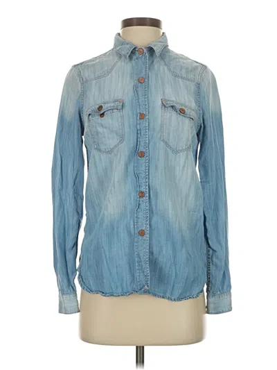 Pre-owned 7 For All Mankind Long Sleeve Button Down Shirt In Blue