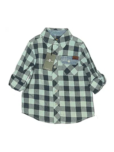 Pre-owned 7 For All Mankind Kids' Long Sleeve Button Down Shirt In Green