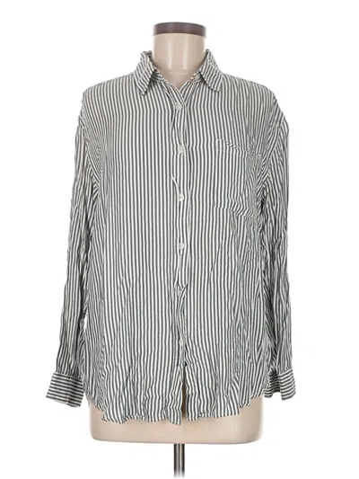 Pre-owned 7 For All Mankind Long Sleeve Button Down Shirt In Silver