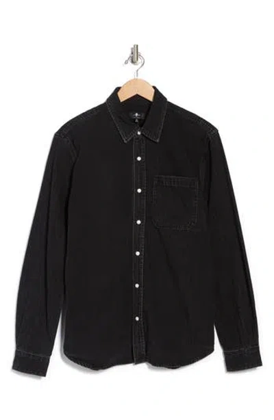 7 For All Mankind Long Sleeve Denim Shirt In Black