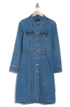 7 For All Mankind Long Sleeve Denim Shirtdress In Blue