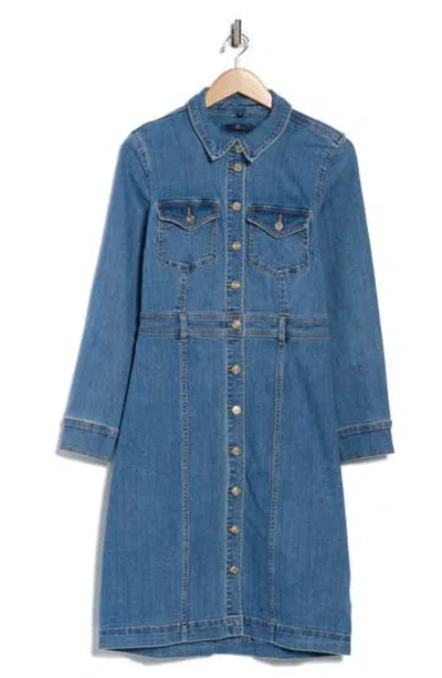 7 For All Mankind Long Sleeve Denim Shirtdress In Blue