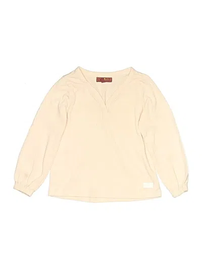 Pre-owned 7 For All Mankind Kids' Long Sleeve Henley In Ivory