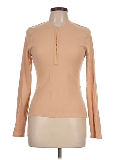 Pre-owned 7 For All Mankind Long Sleeve Henley Shirt In Tan