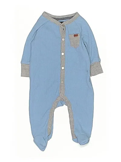 Pre-owned 7 For All Mankind Babies' Long Sleeve Onesie In Blue