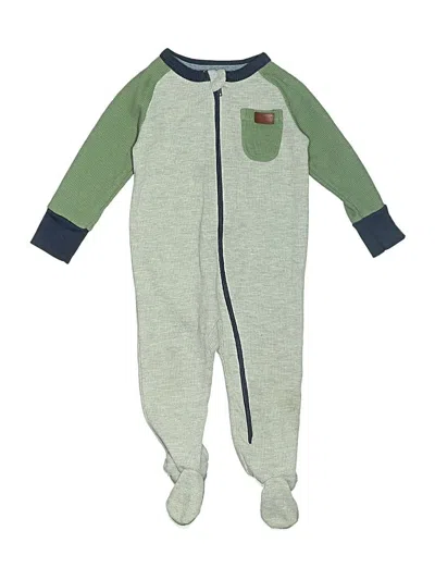 Pre-owned 7 For All Mankind Babies' Long Sleeve Onesie In Green