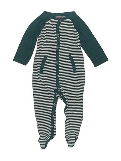 Pre-owned 7 For All Mankind Babies' Long Sleeve Onesie In Green
