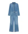 7 For All Mankind Long-sleeved Denim Jumpsuit In Blue