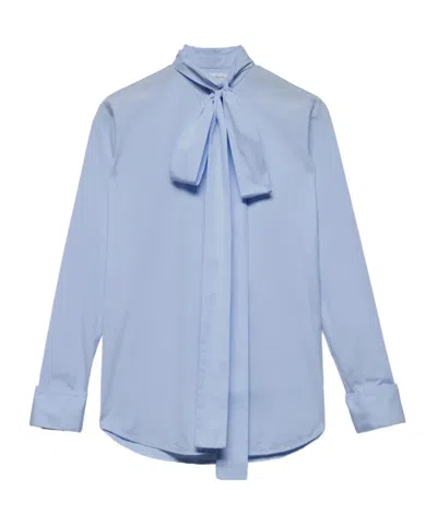 7 For All Mankind Long-sleeve Bow-tie Shirt In Blue