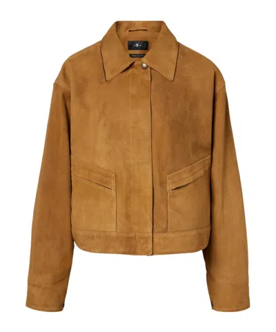7 For All Mankind Long-sleeved Casual Jacket In Brown