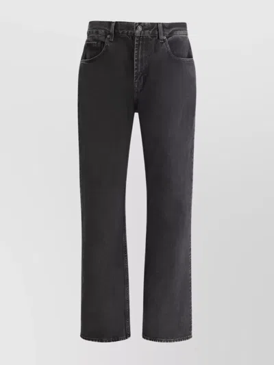 7 For All Mankind Loop Waistband Cotton Straight Jeans In Black