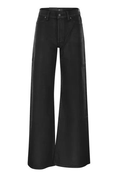 7 For All Mankind Lotta - High-waisted Flared Jeans In Black