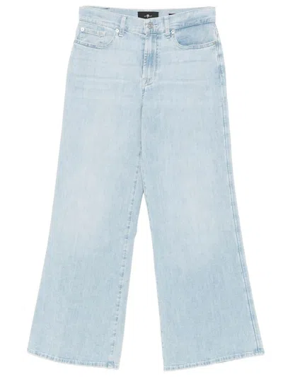 7 For All Mankind Lotta Ankle High-rise And Wide-leg Jeans In Blue